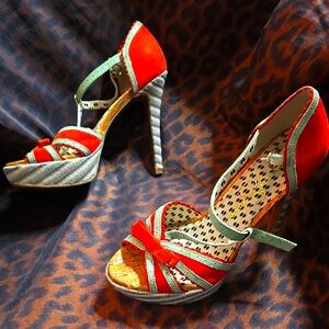 Jessica Simpson Orange and Blue High Heeled Sandals